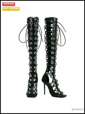 Women Gladiator Sandals High Heels Peep Toe Zipper Faux Leather